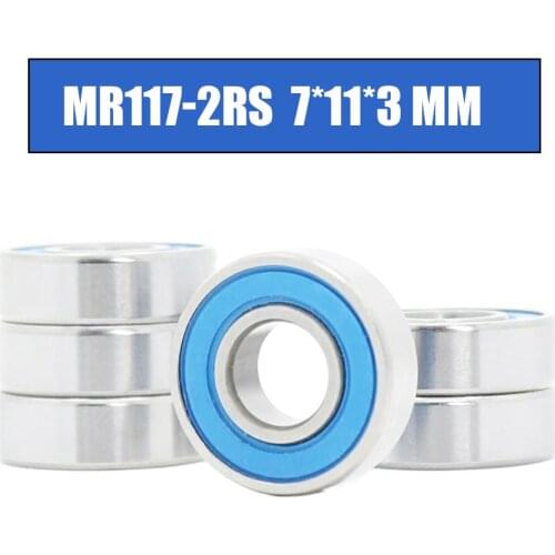 MR117-2RS Bearing 10PCS 7x11x3mm Double Sealed Blue RC Motor Miniature MR117 RS Ball Bearing MR117 2RS