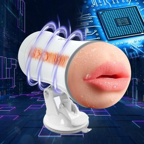 Male Masturbation Cup Dual Motor Vibrator Realistic Vagina Silicone Safety Material Simulation Mouth Real Voice Sex Toys for Man