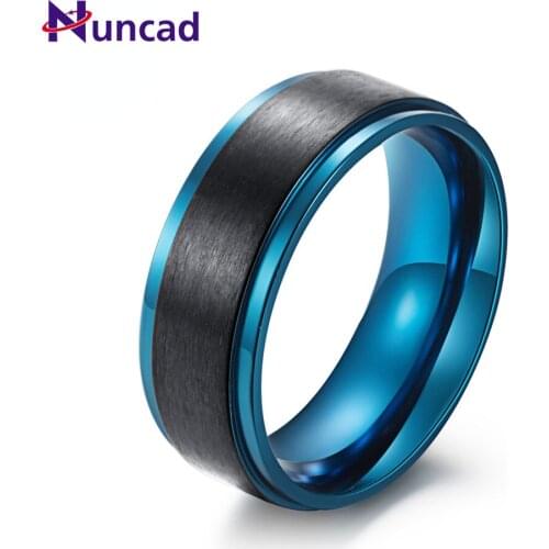 Titanium Steel Matte Black Spell Blue Ring Brushed Mens Ring Jewelry Accessories Titanium Steel Mens Ring Good Quality