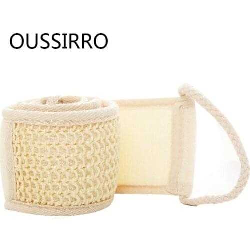 Unisex Soft Exfoliating Loofah Shower Bath Back Brush Strap Massage Spa Scrubber Sponge Towel Body Brush Skin Health Cleaning