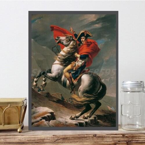 Napoleon Crossing The Alps HD Wall Art Vintage Canvas Poster Prints Oil Painting Wall Pictures For Modern Living Room Home Decor