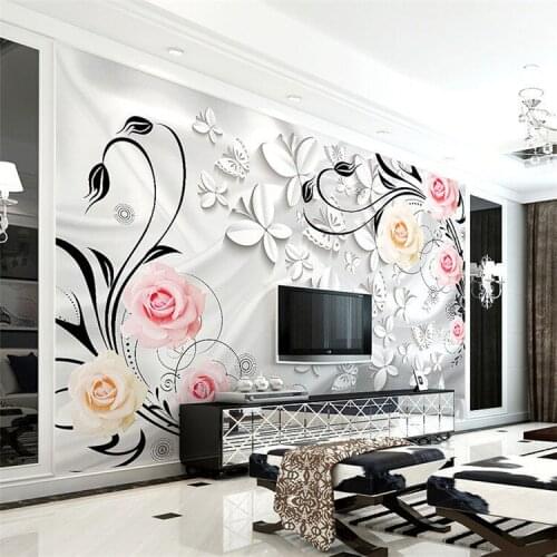Rose Bedroom Wall Painting Wallpaper 3D Living Room TV Background Wall Cloth Simple Wallpaper Mural Decorative Painting