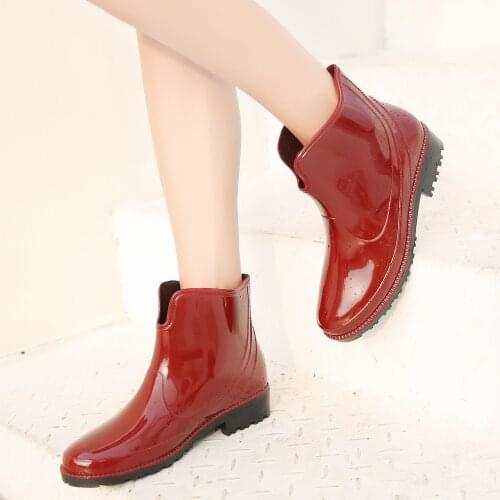 New Design Rain Boots Waterproof Flat With Shoes Woman Rain Woman Water Rubber Ankle Boots Buckle Strap Botas dfv67