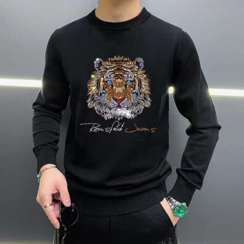 Popular Brand Knitted Pullover Sports Casual 2021 Mens Sweater Hot Drilling Pattern Soft Fabric