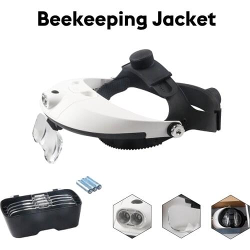 Beekeeping Headband Magnifying Glass With Led Lamp For Rearing Bee Queen Equipment With 5 Lens 1.0 - 6.0X Multiple Magnification