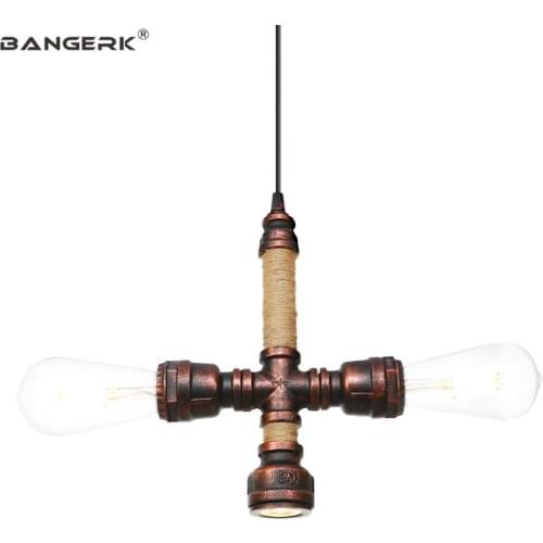 Industrial Water Pipe Pendant Light LED Edison Vintage Loft Decor Hanging Lamp Iron Rust Fixtures Dining Room Home Lighting