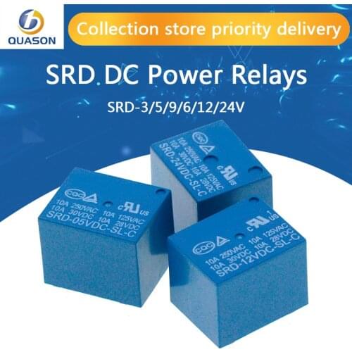 Relays SRD-05VDC-SL-C SRD-12VDC-SL-C SRD-24VDC-SL-C SRD-48VDC-SL-C 5 Pin DC 5V 12V 24V 48V 10A 250VAC 5PIN Power Relays