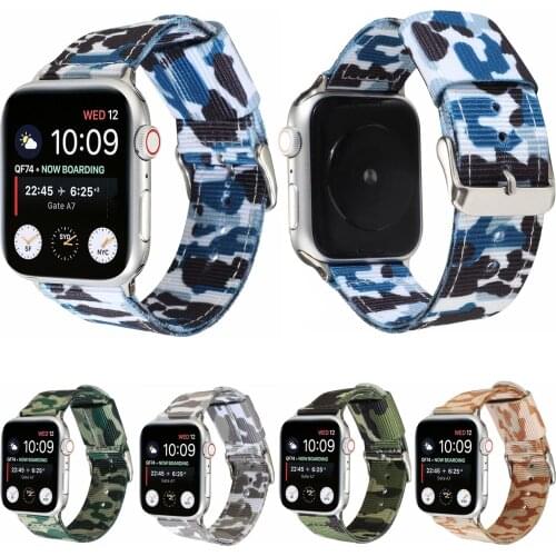 Outdoor Sports Canvas Watchband for Apple Watch Band Camouflage Nylon Strap Wristband for iWatch Bands 44mm 42mm 40mm 38mm