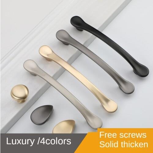 Luxury Golden Kitchen Cabinet Door Handle European Style Black Modern Wardrobe Drawer Knob Grey Single Hole Furniture Handle