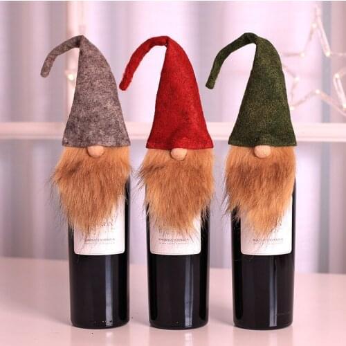Christmas Decorations Rudolf Wine Bottle Bags Gifts Champagne Sequins Holders Santa Claus Xmas Home Dinner Party Table Decors