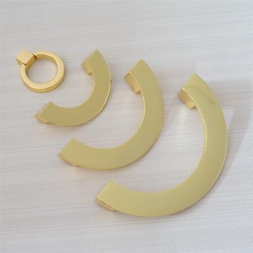2.5'' 3.75'' 5'' Dresser Handles Polished Gold Semicircle Drawer Pulls Drop Ring Kitchen Cabinet Pulls Handles Door Pulls