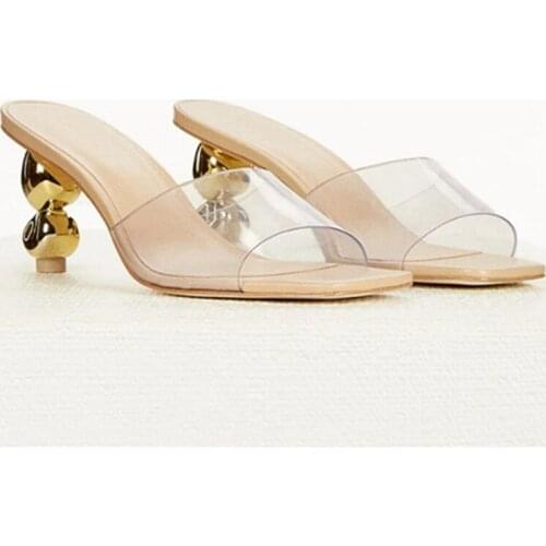 Strange Heel Women Slippers Fashion PVC Sandals Summer Gladiator Sandal Sexy High Heels Casual Slides Ladies Mules