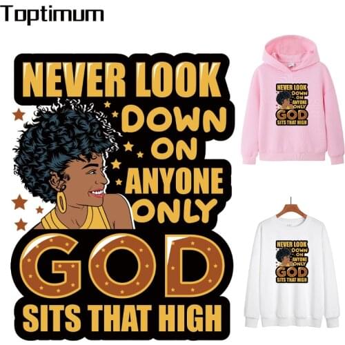 Lovely Black Afric Girls Patches Thermal Heat Transfer Stickers Stripes Clothes Iron On Patches Women T-shirt Decal Diy applique
