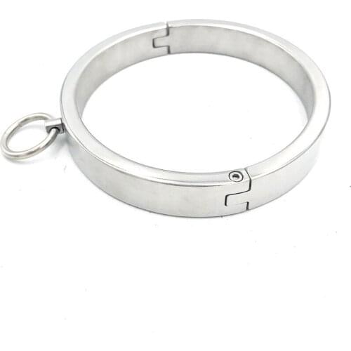 Super Exquisite 2CM High Stainless Steel Collar Neck Ring Necklet Restraint Locking Pins Adult Sex Games Toy For Male Female