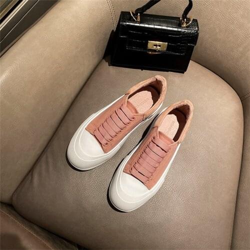 Street Fashion Student Canvas Shoes Womens Thick Bottom Lace Up Casual Increase Inner Platform Simple Casual Running Sports