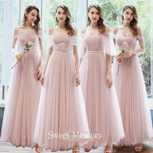 2021 Custom Made Long Pink Bridesmaid Dresses For Wedding Party Robe De Soiree Sweet Memory Dusty Green Graduation Vestidos Girl