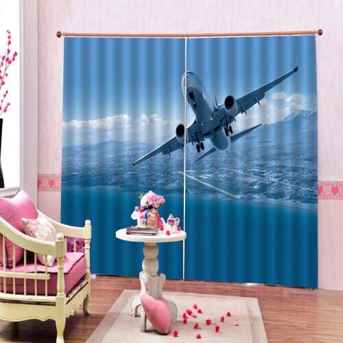 Fly curtains Window Blackout Luxury 3D Curtains set For Bed room Living room Office Hotel Home blue room curtains