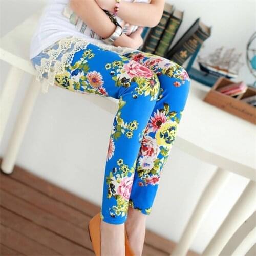 YSDNCHI Female Fitness Leggings Women Summer Floral Print Legging Lady Sexy Slim Elastic Pencil Pants Stretch Trousers Mujer