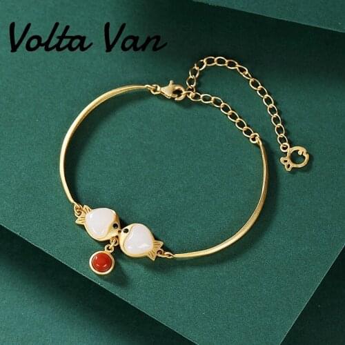 Volta Van 925 Sterling Silver Women Charm Bracelets 2021 New Natural Jade Elegant Jewelry Creativity Concise Small Fish Bracelet