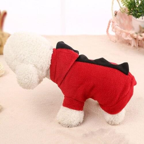 Winter Warm Dinosaur Shape Dog Clothes Halloween Funny Dressing Up Costume Fleece Kitten Hoodies Coat Jacket Pet Clothing