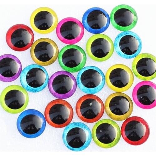 12mm 20mm Random Mixed Dragon Cats Eyes Pattern Round Glass Cabochon Flatback Photo Base DIY Jewelry Making Accessory By Pair