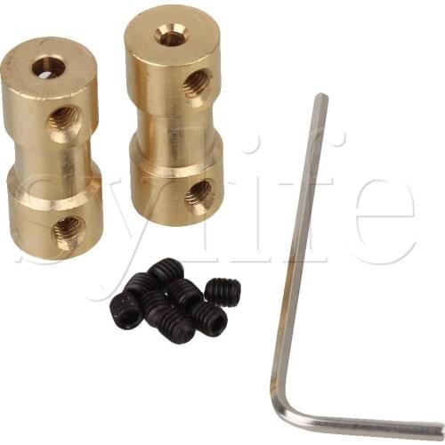 2 x Solid Brass Coupling Shaft Motor Coupler 2.3mm-3mm Motor Connector + Screws