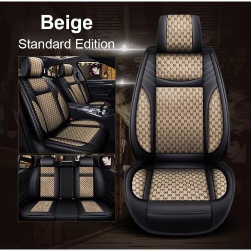 5-Seat Car PU Leather Linen Front Car Seat Covers Front Rear Fashion Style Auto Interior for Hyundai Tucson Veloster Sonata