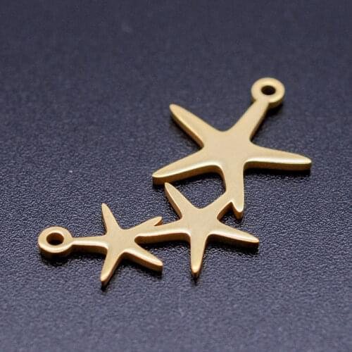 5pcs/lot 316L Stainless Steel Five-pointed Star DIY Connector Charm Pendants for Necklaces Never Tarnish AAAA Quality