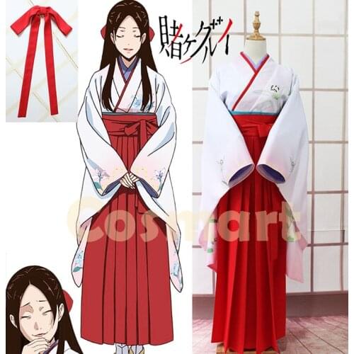[Customize]Anime Kakegurui Figure Nishinotoin Yuriko Lily Printed Kimono Suit Uniform Dress Halloween Cosplay Costume Party