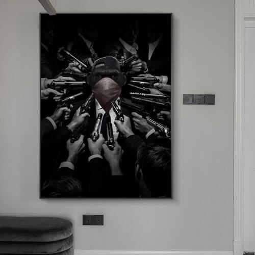 Arrested Monkey Black And White Posters And Prints Masked Bandit Monkey Canvas Paintings on the Wall Art Picture Home Wall Decor