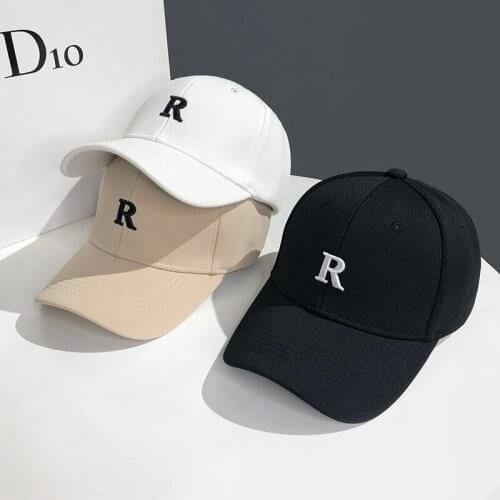 Women Men Summer and Spring Baseball Caps 100% Cotton Sun Hats Male Female R Letter Embroidery Simplicity Snapback Hat for Women