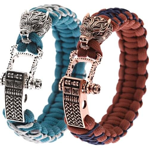 Outdoor Camping Stainless Steel Bracelet Men Paracord Parachute Rope Wristband Survival Bracelet Homme Handmade Braided Jewelry