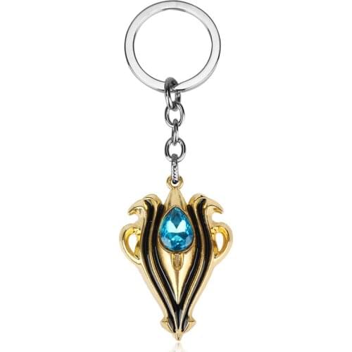 Dongsheng SRPG Game Fire Emblem Keychain For Car Keyring Jewelry Fire Symble With Blue Crystal Metal Key Chain Ring Holder