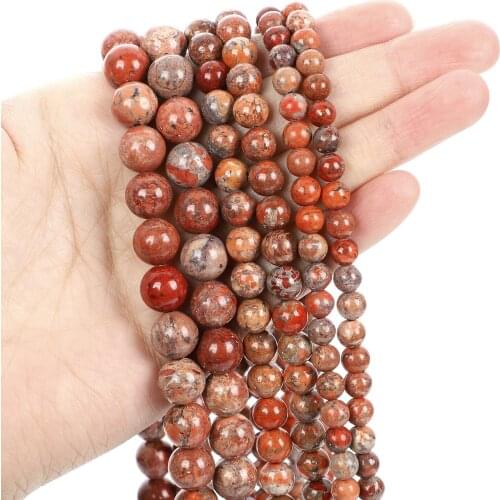 Natural Stone Beads Red Emperor Pine Charm Round Loose Beads for Jewelry Making Needlework Bracelet DIY 4-12 MM