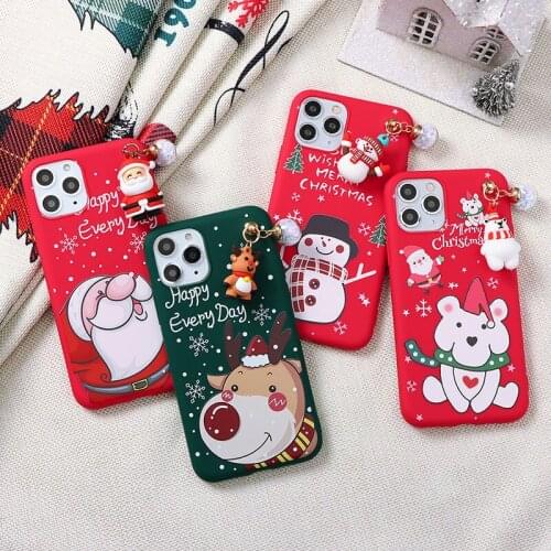 3D Christmas Doll Deer Case Coque For iPhone 6S 6 7 8 Plus X XR XS Max For iPhone 13 11 12 Mini Pro Max Santa Claus Reindeer Bag