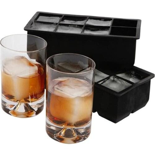 Black 8 Big Cubes Giant Jumbo Large Silicone Ice Cubes Square Tray Mold Mould DIY Ice Maker ice Cubes tray Kitchen Tools