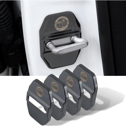 Black 4pcs Auto Decorative Patrs Apple Tree Logo Car Side Door Lock Protection Cover For Mercedes Benz A/C/E/S/G-Class AMG GT
