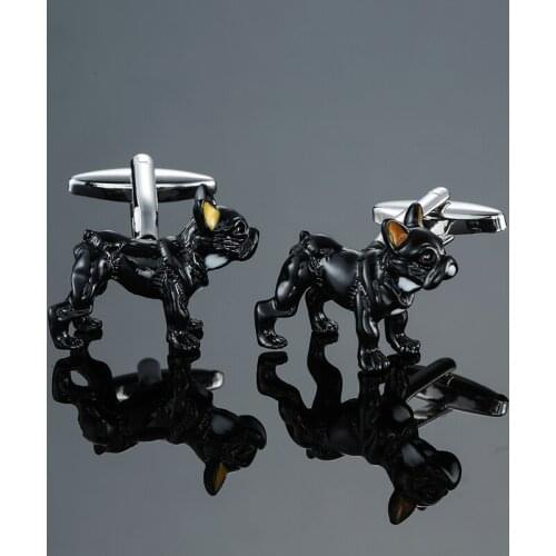DY The new high quality brass material design Black Dog Animal Cufflinks fashion Mens French shirt Cufflink free shipping