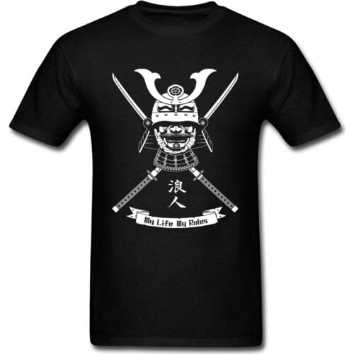 Chinese Character T Shirt Ronin Samurai Tshirt Online My Life My Rules 100% Cotton Crew Neck Brand Japan Knight T-Shirt