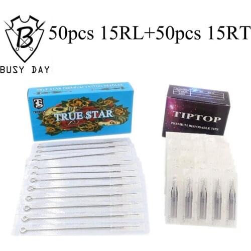 15RL+15RT) 50pcs True star tattoo needles & 50pcs TIP TOP tattoo tips for tattoo machine gun tattoo supplies free shipping