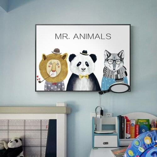 Cats Modern Nordic Cartoon Mr. Animals Canvas Painting Art Print Poster Picture Wall for Living Home Children Nursery Room Decor
