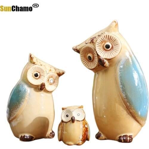 Ceramic Handicrafts Modern Owls Statue Living Room Animal Ornaments Owl Crafts Toy Home Decor Figure 4 Style Optional
