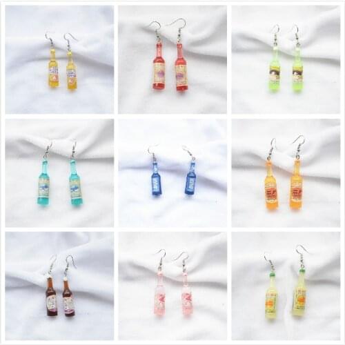 Korean Harajuku Personal Emulational Wine Bottle Eardrop Various Colours Beverage Bottles Earrings From Multiple Countries