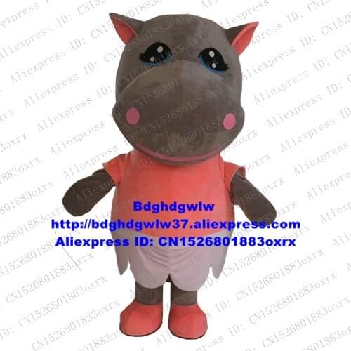 Brown Pink Hippo River Horse Hippopotamus Mascot Costume Adult Cartoon Character Outfit Give Out Leaflets Festival Gift zx2098