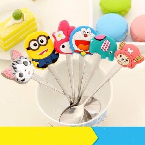 Creative cartoon silicone stainless steel cutlery children spoon coffee stir spoon spoon soup teaspoon spoon children spoon