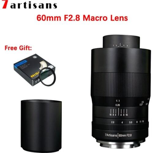 7artisans 60mm F2.8 Macro Lens 1:1 Magnification Manual Focus for Canon Eos-M/RF/Sony E/Fuji/M43/Nikon Z Mount Camera