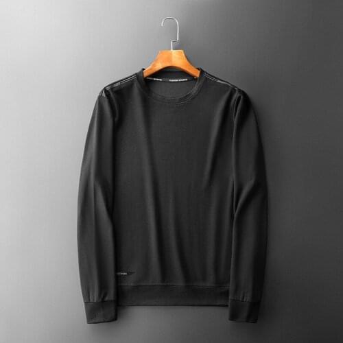 Men Round Neck Pullover Korean Style Loose Trendy Brand Personality Bottoming Shirt Spring and Autumn Long-sleeved Top