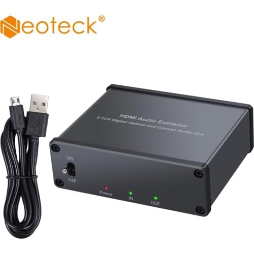 Neoteck HDMI to HDMI Converter 4K 3D HDMI Audio Extractor Optical TOSLINK SPDIF Coaxial Audio Converter Splitter Power Switch
