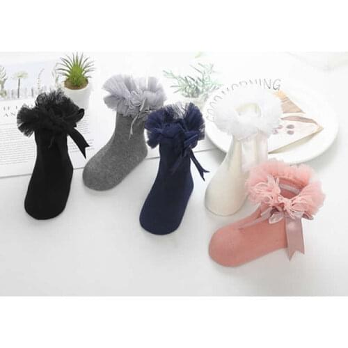 Newborn baby socks lovely bitter fleabane ballet ribbon lace bowknot socks toddler girl priness socks lace fashion paty cloth
