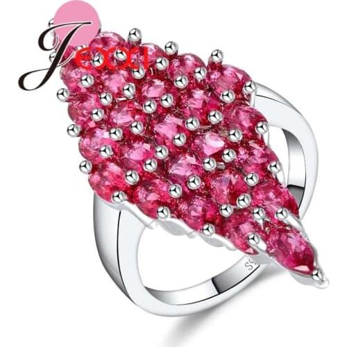 New Women 925 Sterling Silver Rings For Engagement Jewelry Original Design Red Cubic Zircon Wedding Bands Ring For Brides